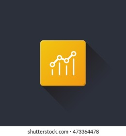 benchmark icon or button in flat style with long shadow, isolated vector illustration on transparent background