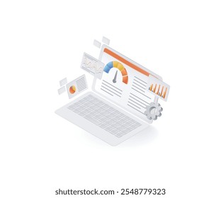 Ilustración del concepto del indicador de referencia para el Sitio web, el App móvil puede usar para el Anuncio del cartel y la página de aterrizaje