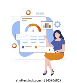 Benchmark indicator illustration design. Illustration for websites, landing pages, mobile applications, posters and banners. Trendy flat vector illustration