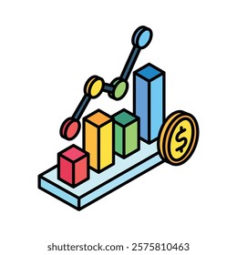 Benchmark isometric 3D color line. use for modern concept, print, UI, UX kit, web and app development. Vector EPS 10, related to education, business, finance, investment.