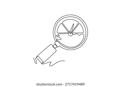 medir el rendimiento de la empresa. Concepto de evaluación comparativa. Diseño de dibujo de línea única. Ilustración gráfica de Vector
