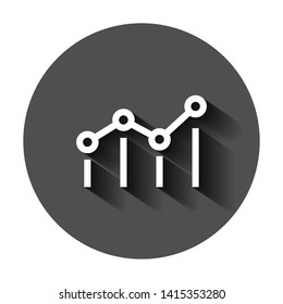 Benchmark measure icon in flat style. Dashboard rating vector illustration on black round background with long shadow. Progress service business concept.