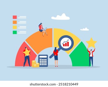 Indicador de desempenho de referência ou indicador chave de desempenho de KPI
resultado da medição do crescimento ou do KPI, o empresário ampliará a escala de gráficos métricos do benchmark.