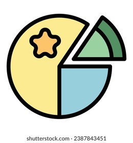 Indicador de vector de contorno del icono de gráfico circular de referencia. Líder mejor. Color plano de calidad de tiempo