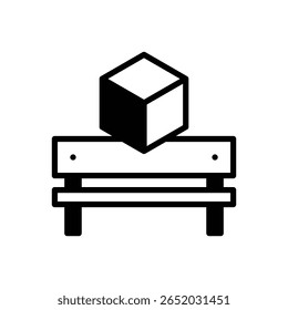 Produto de referência. Ícone de vetor de traçado com contorno e detalhes preenchidos em preto.