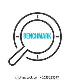 Benchmark Word Magnifying Glass. Vector illustration