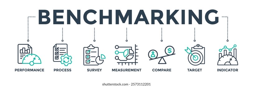 Benchmarking banner web icon vector illustration for business development