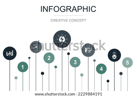 Benchmarking, Best Practices, Brainstorming, Business Plan, Developer icons Infographic design template. Creative concept with 5 steps