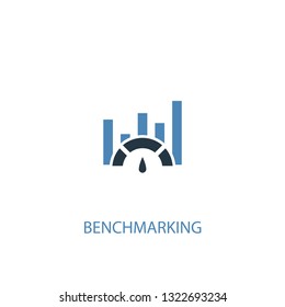 Benchmarking concept 2 colored icon. Simple blue element illustration. Benchmarking concept symbol design. Can be used for web and mobile UI/UX