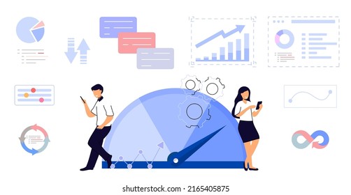 Benchmarking Concept Business Compare Tool For Improvement Performance, Quality And Cost Comparison To Competitor Companies Idea Of Benchmark Business Development Vector Illustration