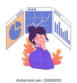 Benchmarking concept. Comparing business process, indicator, performance metrics to bests. Measuring, testing with analysis charts. Flat graphic vector illustrations solated on white background