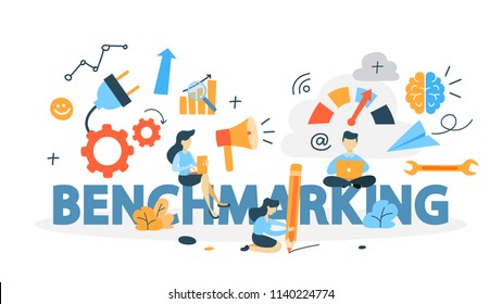 Benchmarking concept. Idea of business development and improvement. Compare quality with other companies for improvement. Isolated flat vector illustration
