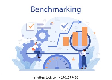 Benchmarking concept. Idea of business development and improvement. Compare quality with competitor companies. Isolated flat vector illustration