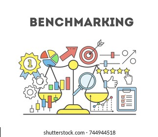 Benchmarking concept illustration. Idea of development, improvement and business.