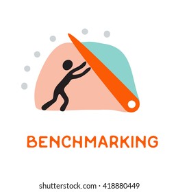 Benchmarking concept logo, Speedometer,  manometer or general indicators with needles, vector