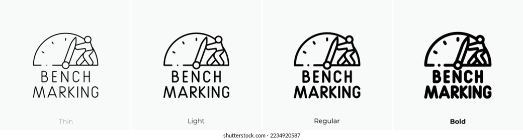 benchmarking icon. Thin, Light Regular And Bold style design isolated on white background