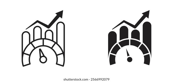 Benchmarking icons in outline and fill. vector illustration for ui.