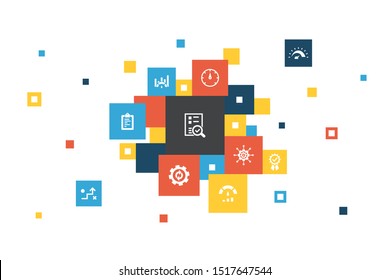 benchmarking Infographic 10 steps pixel design. performance, process, management, indicator icons