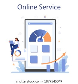 Comparación de servicio o plataforma en línea. Idea de desarrollo y mejora empresarial. Comparar con competidores. Ilustración vectorial plana aislada