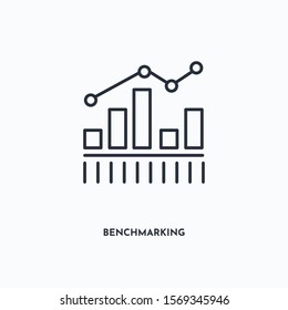 Benchmarking outline icon. Simple linear element illustration. Isolated line Benchmarking icon on white background. Thin stroke sign can be used for web, mobile and UI.