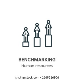 Benchmarking Outline Vector Icon. Thin Line Black Benchmarking Icon, Flat Vector Simple Element Illustration From Editable Human Resources Concept Isolated Stroke On White Background