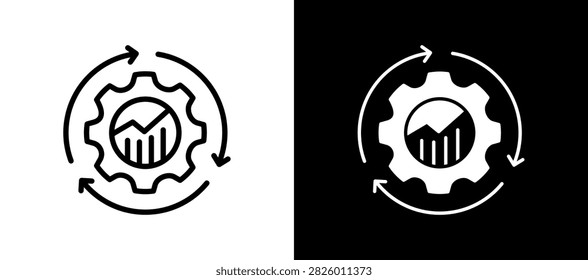 Benchmarking Process Icon blackwhite Vector Illustration