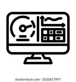 benchmarking screen gaming pc line icon vector. benchmarking screen gaming pc sign. isolated contour symbol black illustration