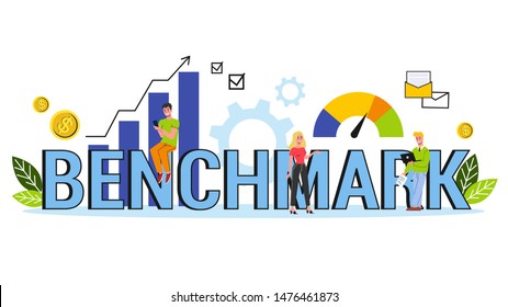 Benchmarking web banner concept. Idea of business development and improvement. Compare quality with other companies for improvement. Isolated vector illustration in flat style