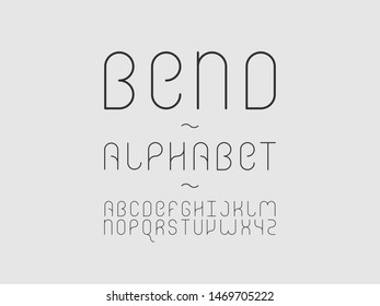 Bend alphabet. Vector letters. Typeface design. Typography Graphic