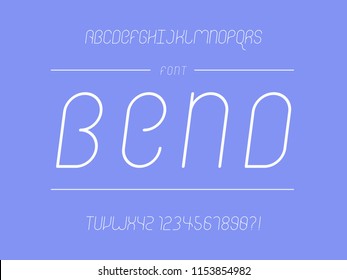 Bend font. Vector alphabet letters and numbers. Typeface design. 