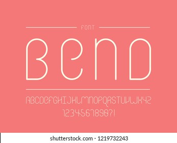 Bend font. Vector alphabet letters and numbers. Typeface design. 
