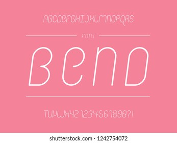 Bend font. Vector alphabet letters and numbers. Typeface design. 