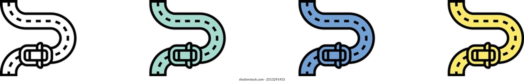 bend icon. Outline, Green, Blue and Yellow Style Design Isolated On White Background