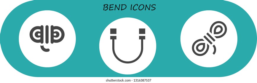 bend icon set. 3 filled bend icons.  Simple modern icons about  - Rope