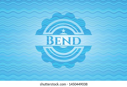 Bend light blue water wave badge. Vector Illustration. Detailed.