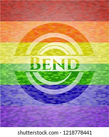 Bend on mosaic background with the colors of the LGBT flag