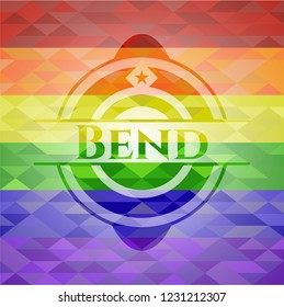 Bend on mosaic background with the colors of the LGBT flag