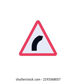 An der rechten Straße Schild flach Symbol, buntes Piktogramm einzeln auf weiß. Symbol, Logo-Abbildung. Flaches Design
