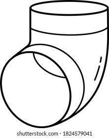 90° Biegung für runde Kanäle. Vektorsymbol.