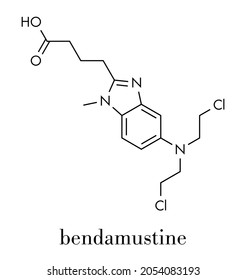 Bendamustine Cancer Chemotherapy Drug Molecule (nitrogen Mustard). Skeletal Formula.