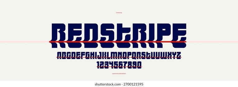 Bended and deformed display font for logos and posters, vector distorted and twisted typeface for headlines and advertising, logotype cool typography.