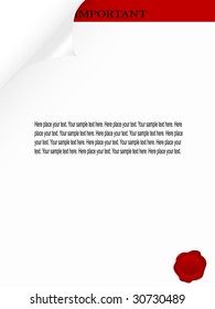 Bended paper with sign important