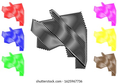 Bender Municipality (Republic of Moldova, Administrative divisions of Moldova) map vector illustration, scribble sketch Bendery or Tighina map