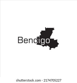 Bendigo-Australien-Karte und schwarzes Buchstabendesign auf weißem Hintergrund