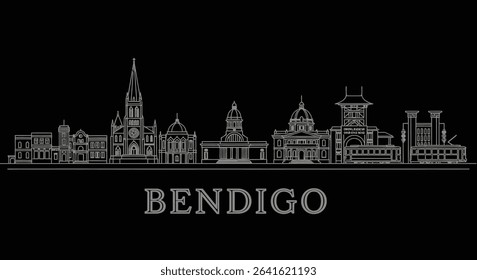 Bendigo City Skyline Silhouette Minimalist City