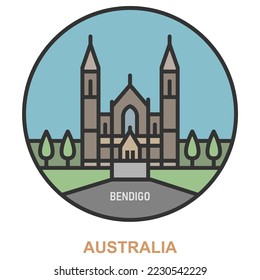 Bendigo. Städte in Australien. Flaches Wahrzeichen