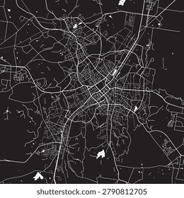 Bendigo Victoria Australia Vector Map, Detailed City Street Map Black and White Minimalist Line Art