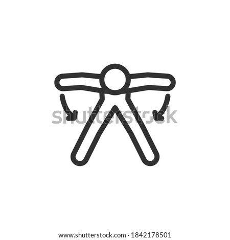 Bending forward and holding hands exercise, fitness, workout, linear icon. Editable stroke