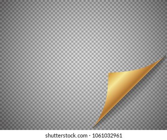 Elemento de papel dorado plegable sobre fondo transparente