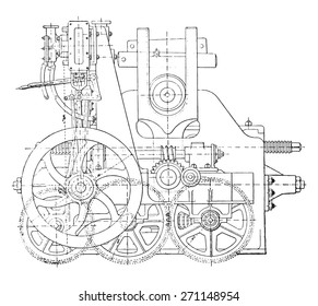 Bending machine, vintage engraved illustration. Industrial encyclopedia E.-O. Lami - 1875. 